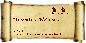 Mirkovics Márkus névjegykártya